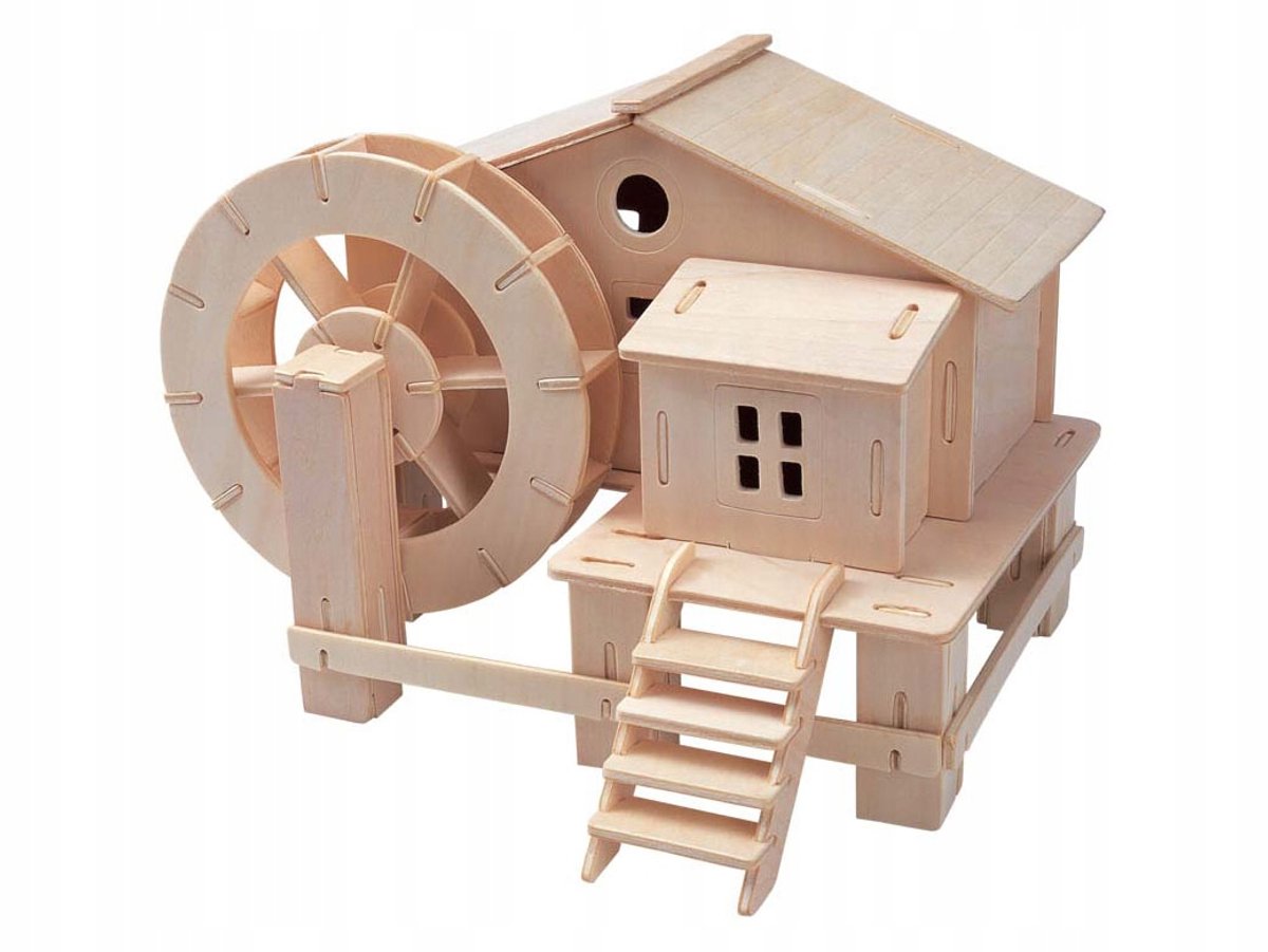 Houten 3D Watermolen Puzzel - 64 Stuks
