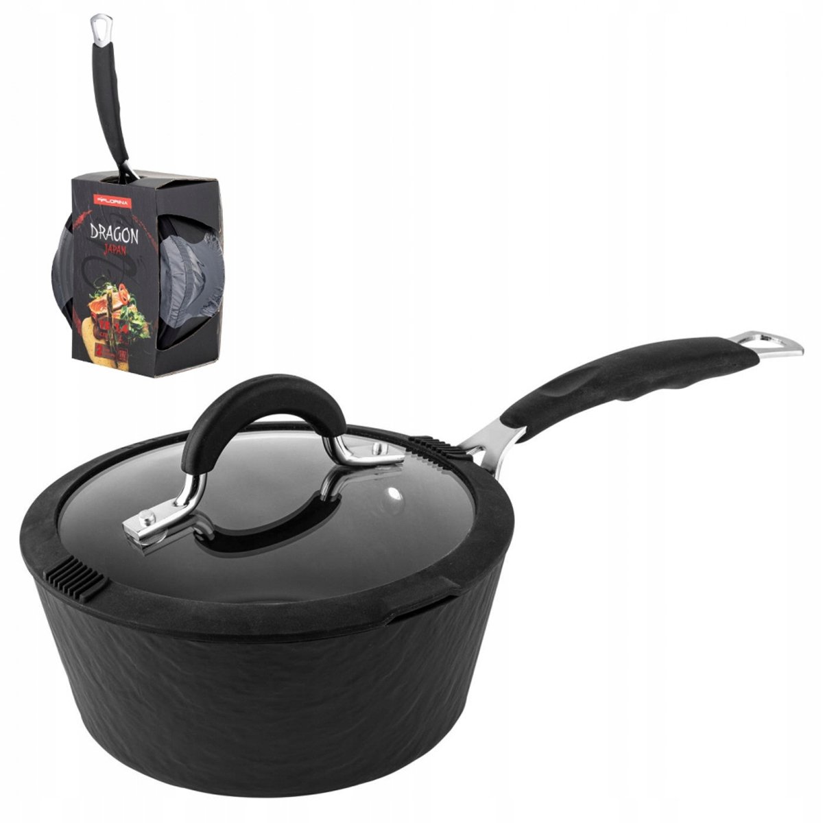 Florina Dragon Steenpan met Deksel - 1.4L - Zwart