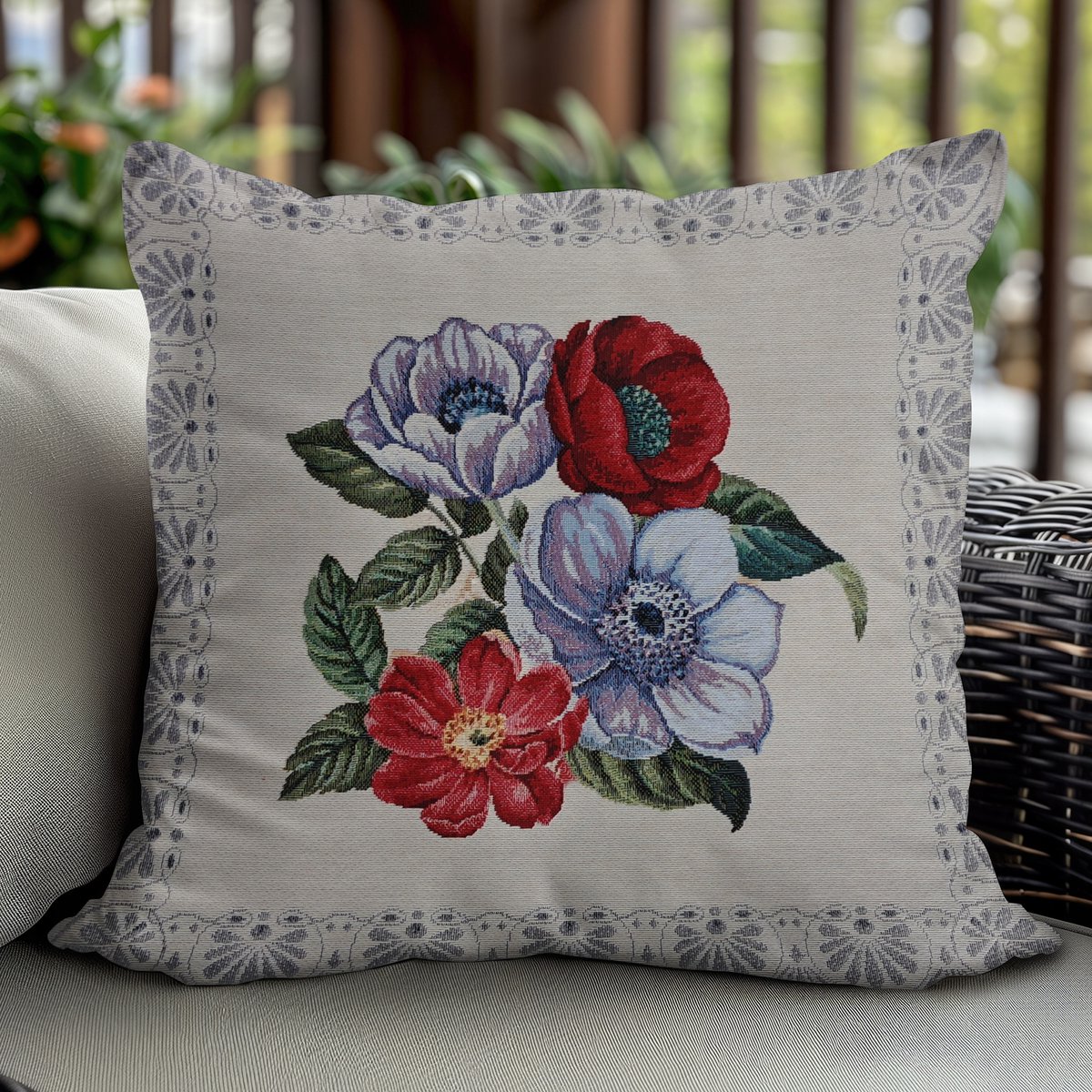 Gobelin Kussenhoezen 45x45 cm - Bloemenmotief