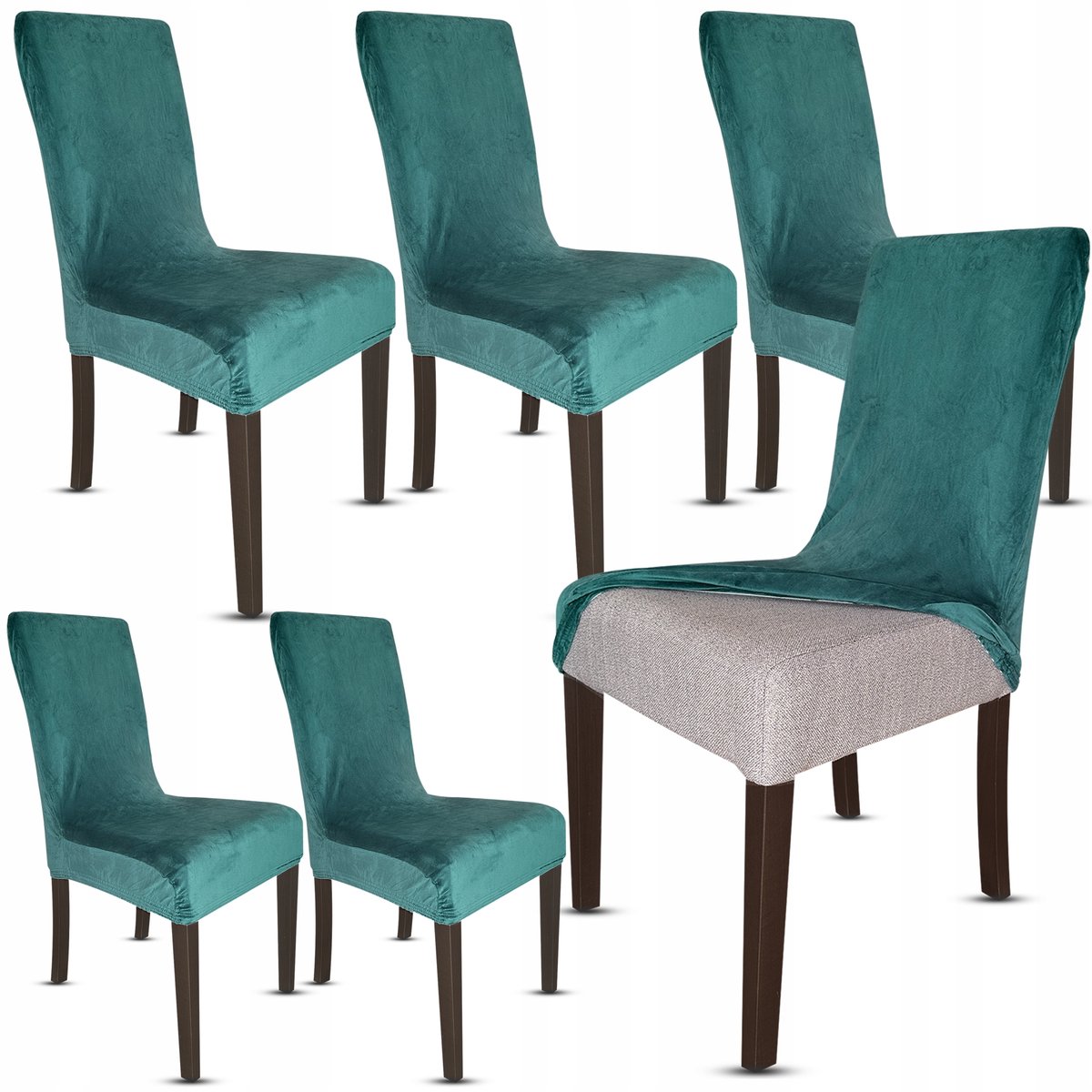 6x Universele Stoelhoes Velours Zeegroen - Luxe en Bescherming