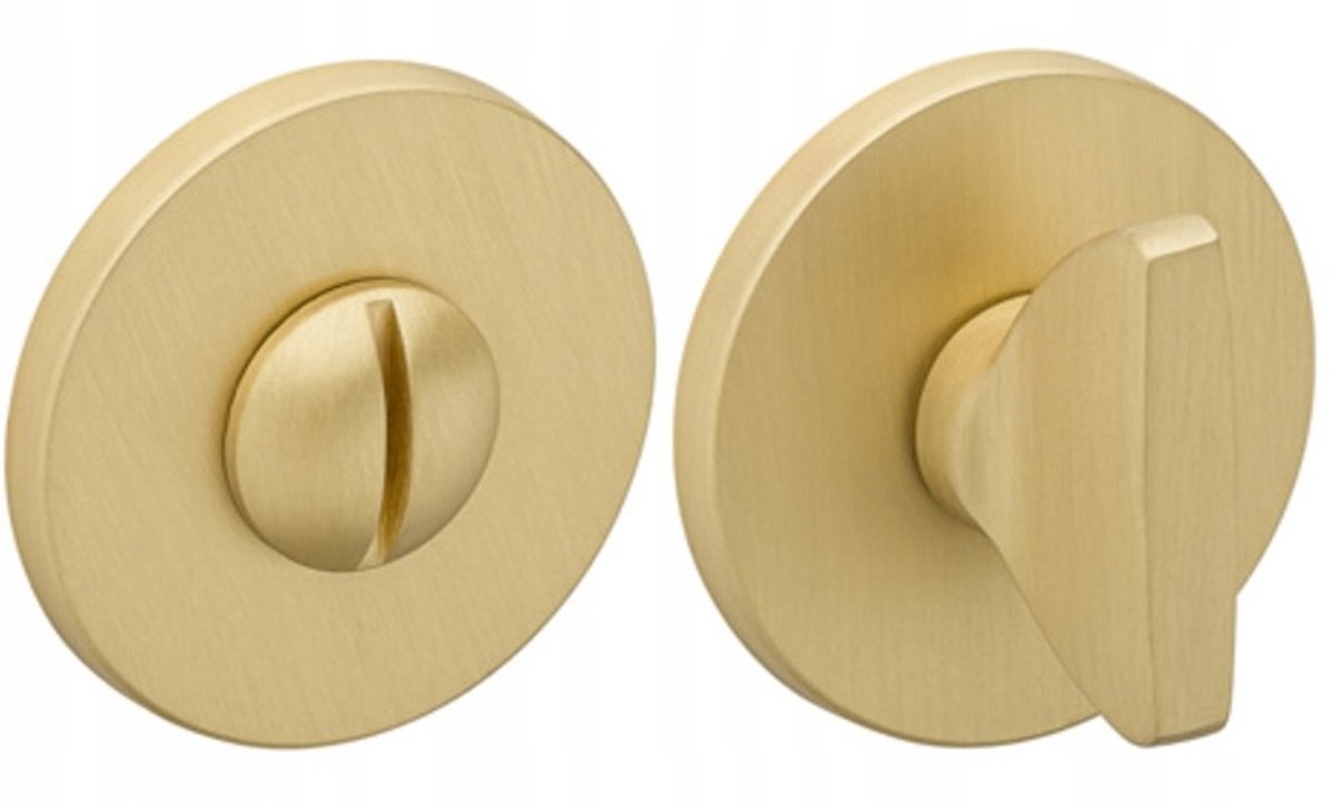 Merkloze WC rozet met slot, mat satijn messing, 5mm dik