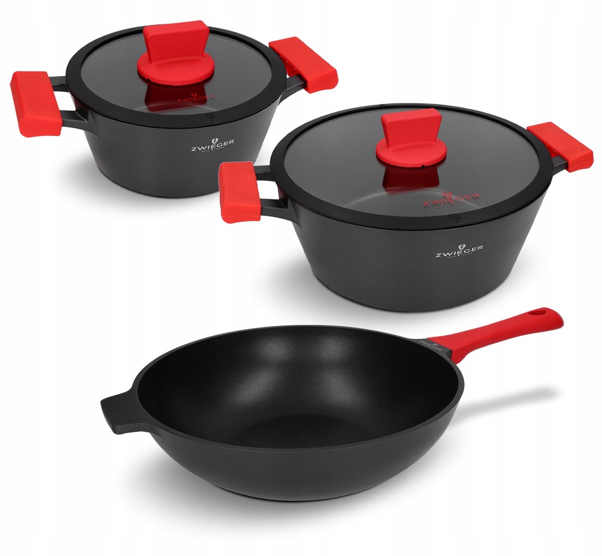 Zwieger Obsidian Pannenset 5 Delen met Wokpan
