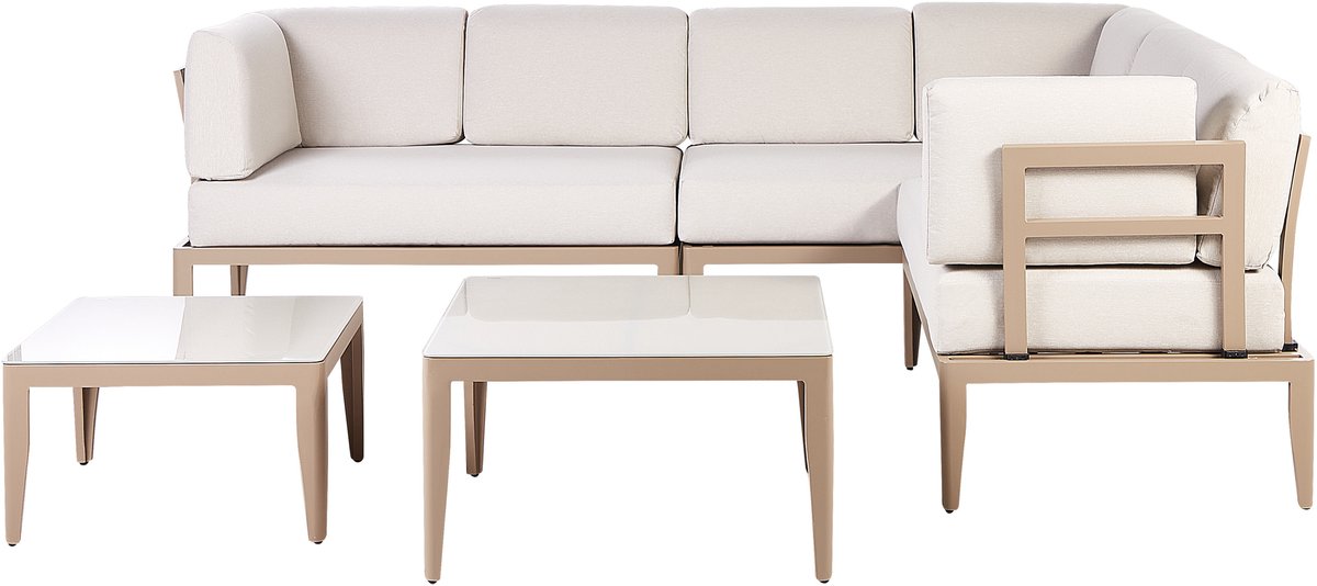 Beliani RIMA - Loungeset voor 6 - Zandbeige - Aluminium