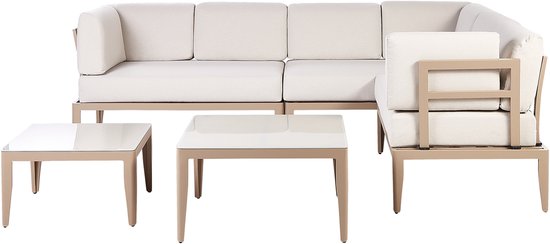 BELIANI RIMA III - Salon de jardin 6 places - Beige sable - Aluminium