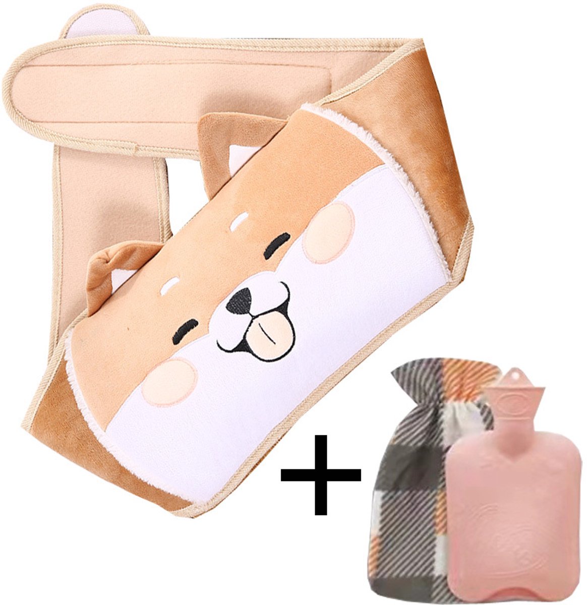 3-in-1 kruikengordel- kruik voor verlichting van menstruatiepijn- 1L kruik met zachte hoes en gordel- voor het verlichten van pijn in de nek- schouders- rug en taille (geel)