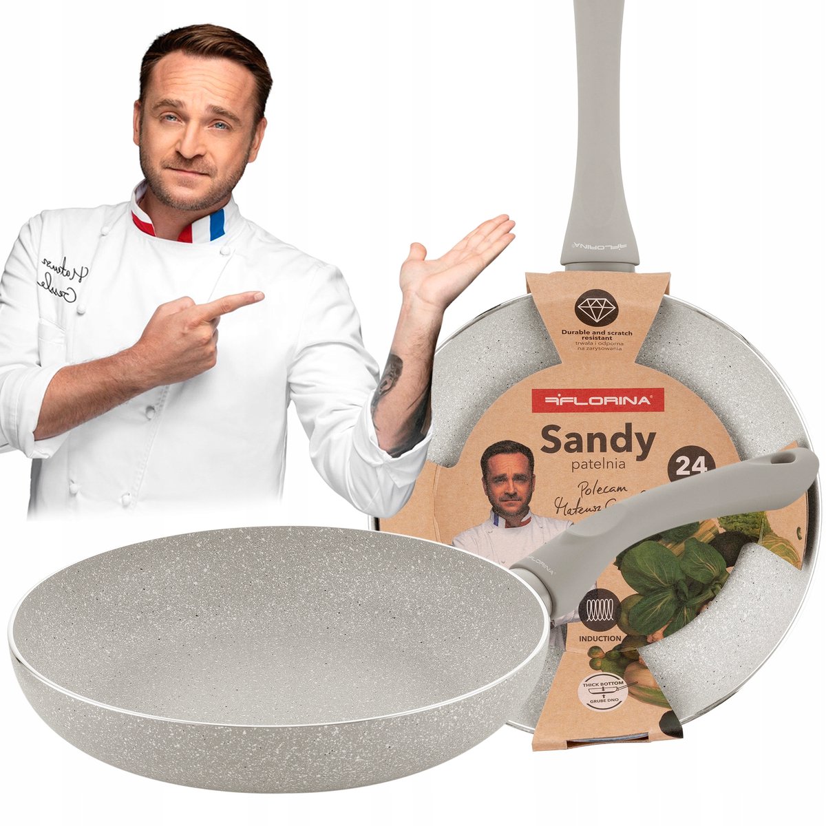 Florina Sandy Koekenpan 24cm - Anti-aanbak, Inductie, Soft Touch Handvat