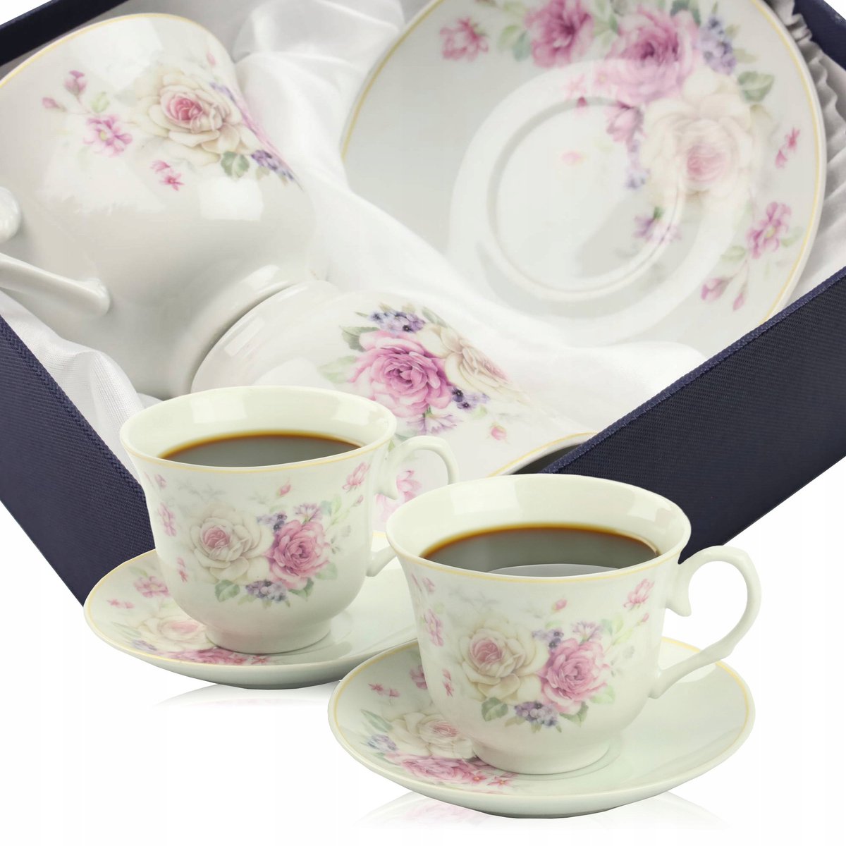 Porseleinen kop en schotels 2 st. 250 ml - Elegante set