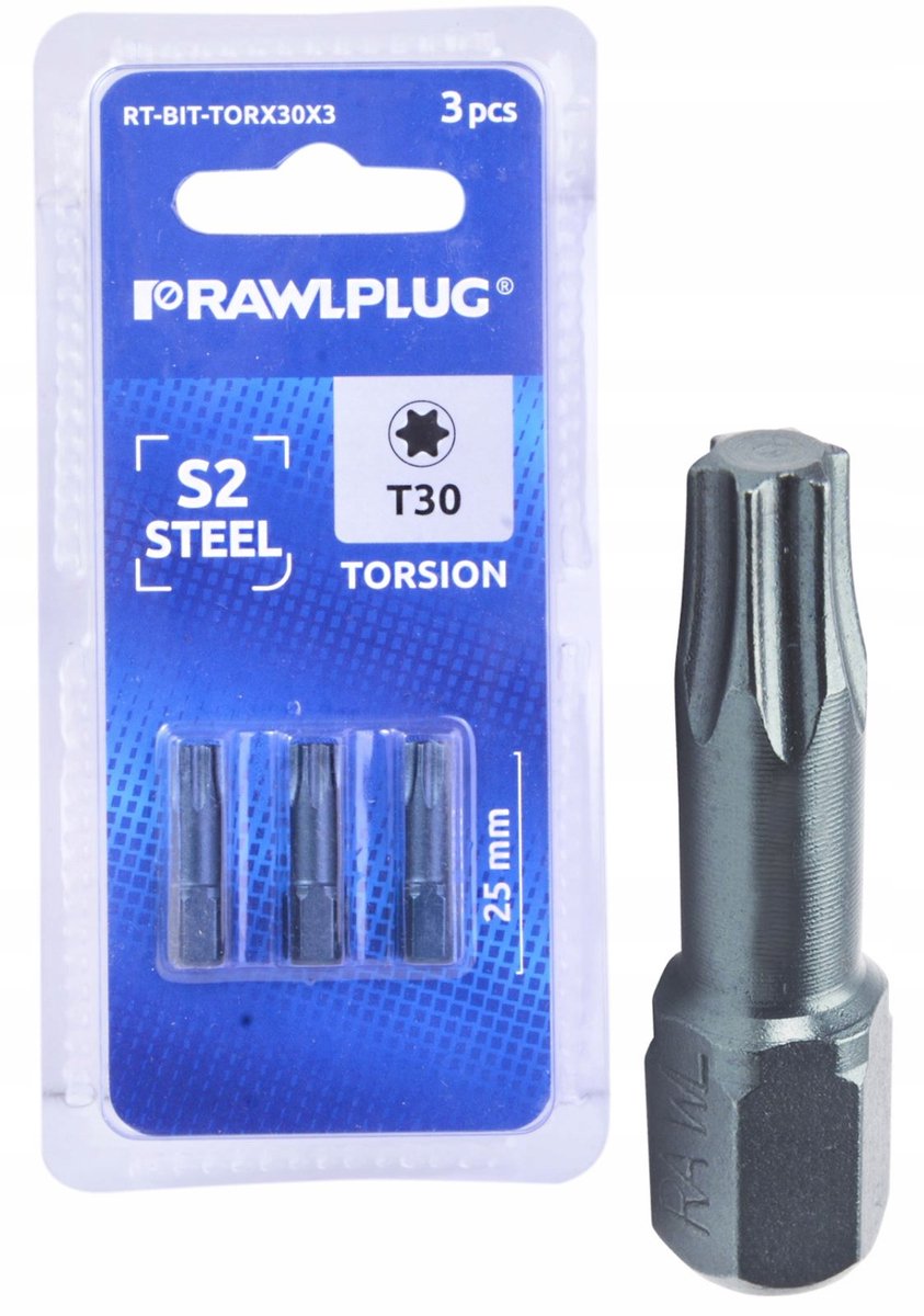 Rawlplug Torx T30 Bits 25mm 3 Stuks - Hoge Kwaliteit