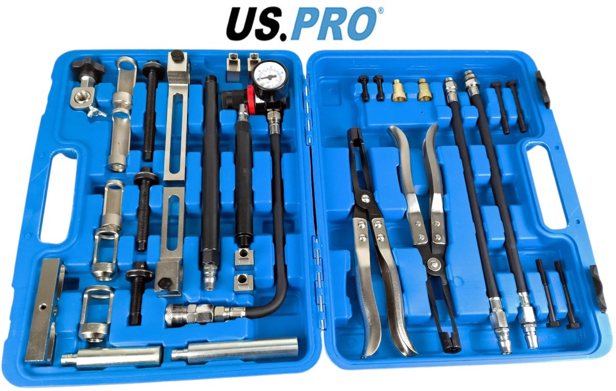 Universele pneumatische klepveerspanner set voor het verwijderen en installeren van klepveren en klepsteelafdichtingen zonder de cilinderkop van de motor te verwijderen (33-delig)