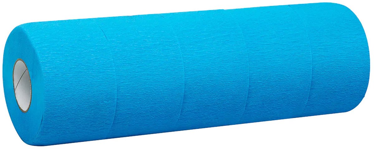 Papieren Zelfklevende Nekkragen – Wegwerp op rol – 5 rollen × 100 stuks – Blauw – Hygiënische en comfortabele kapperskragen van flexibel tissuepapier