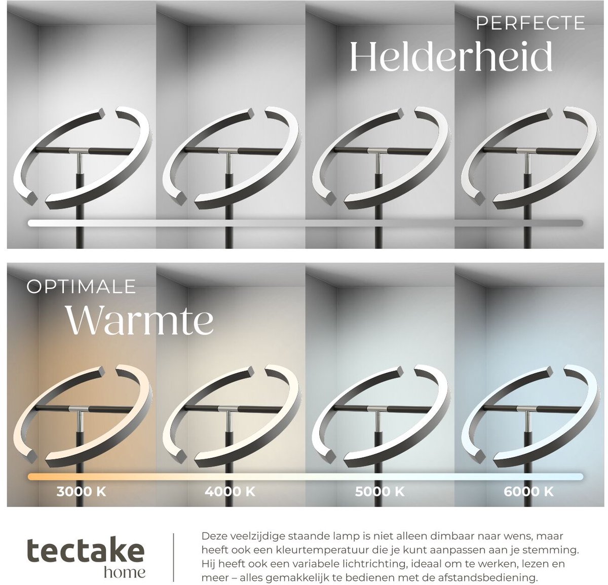 tectake LED-Vloerlamp - Dimbare vloerlamp thumbnail 4