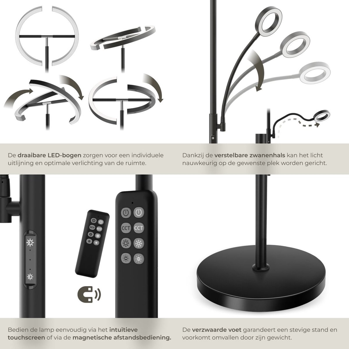 tectake LED-Vloerlamp - Dimbare vloerlamp thumbnail 5