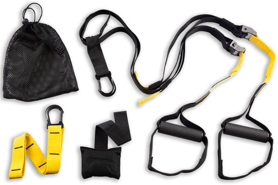 RUFF - Suspension trainer - TRX kwaliteit - Met deuranker - Draagtas - Zwart/Geel