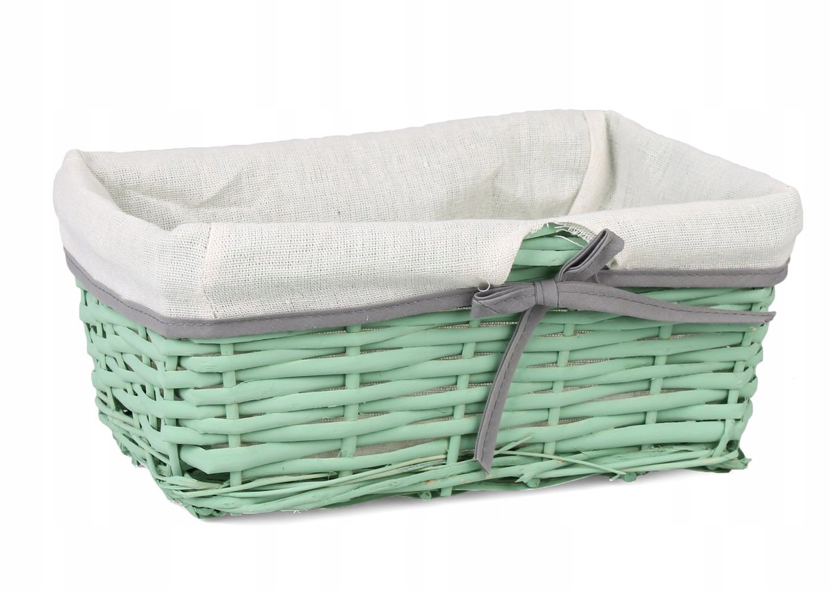Groene Rieten Mand met Voering - 28x20x12 cm