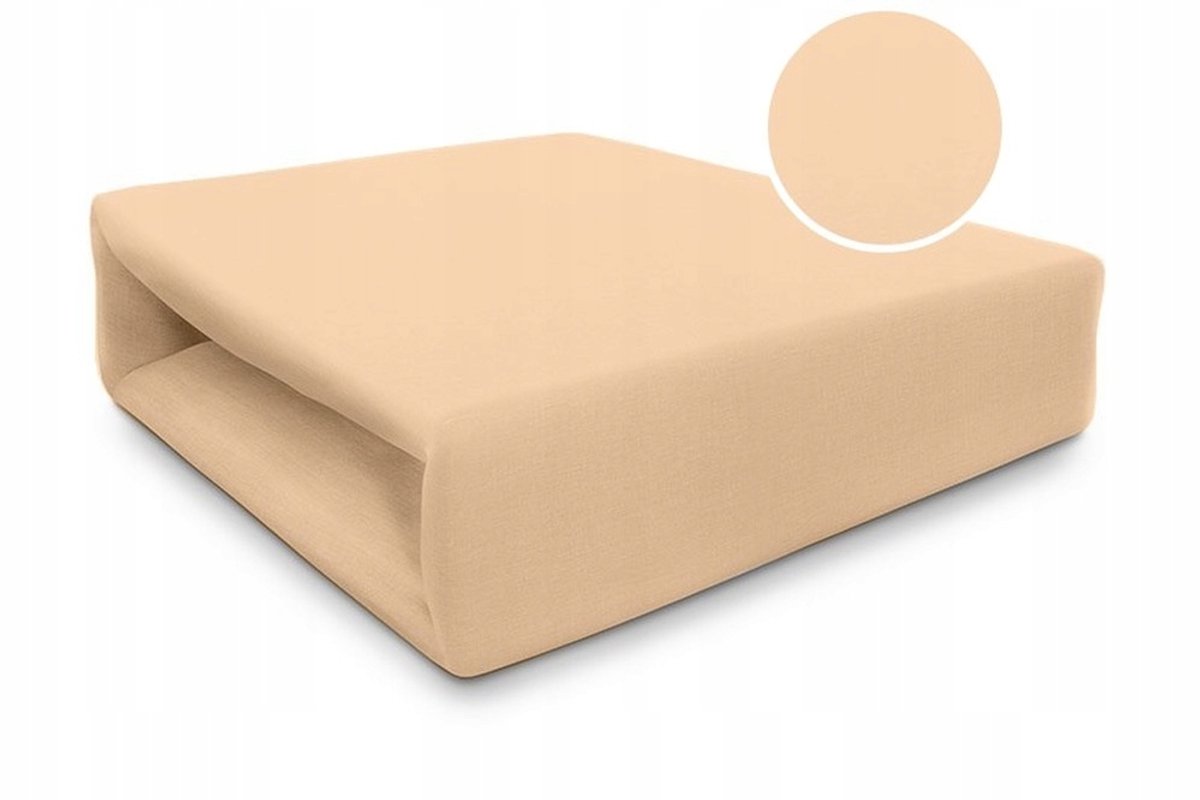 Jersey Hoeslaken 140x200cm met Elastiek - Zacht Beige Katoen