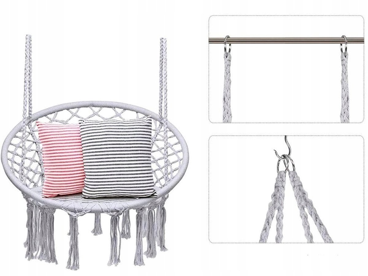 Grijze Hangmat Stoel - Boho Schommel voor Binnen & Buiten