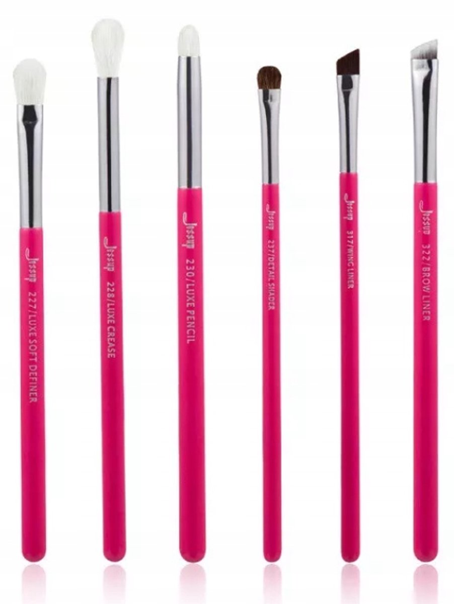Jessup T201 Make-up Kwasten Set - 6 Stuks - Rose/Zilver