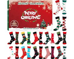 Sock Adventskalender 2025 - 24 Dagen Verrassing - feestelijke uniseks sokken voor volwassenen - Kerst Cadeau - Comfortabel en Warm - Random Kleuren