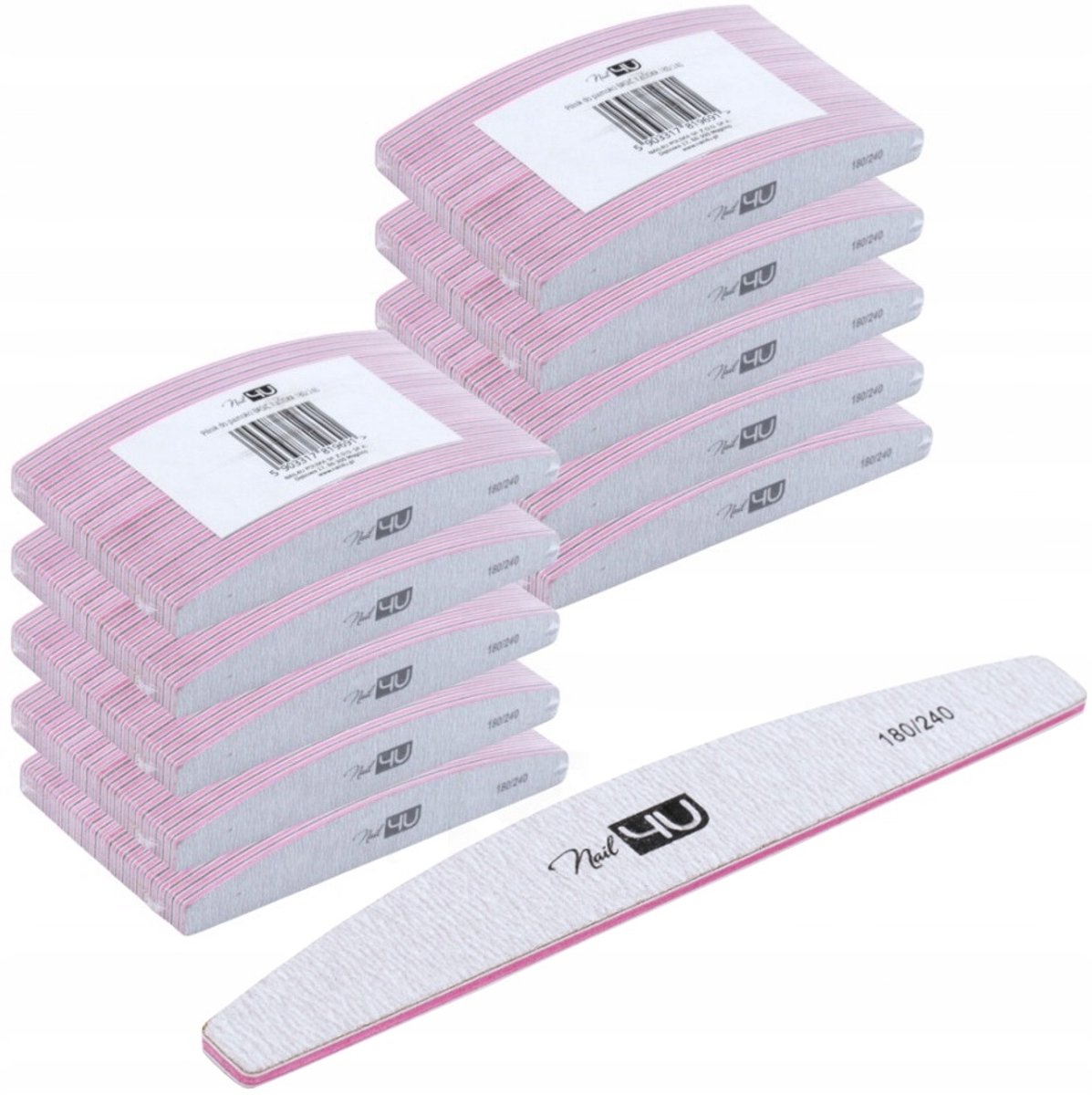 Nail4U Nagelvijlen Basic Halve Maan 180/240 Grit - 200 Stuks