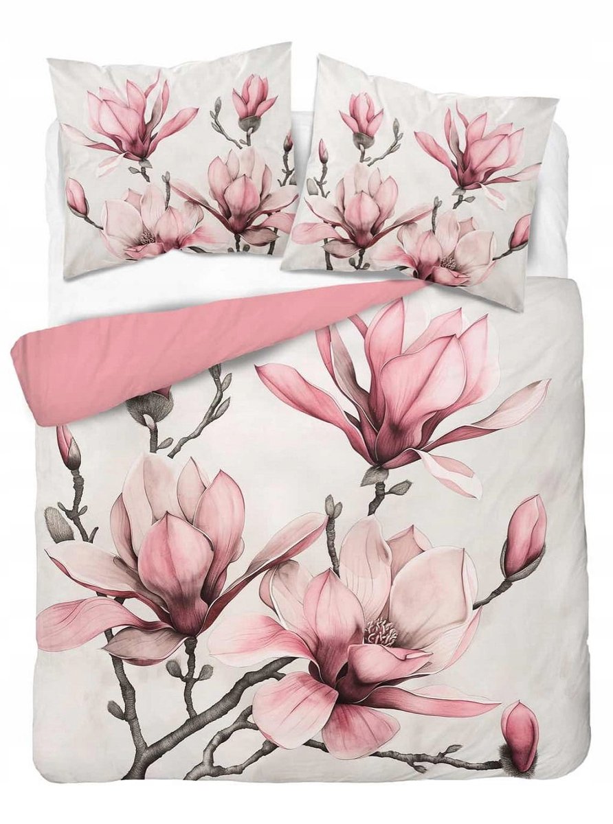 3D Beddengoed Roos Magnolia/Crème 200x200 - 3 Stuks