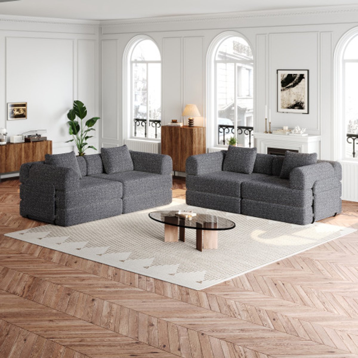 Re-purelife® 2-in-1 Multifunctionele Bank 4-Zits - Grote Slaapbank & Loungestoel voor Woon