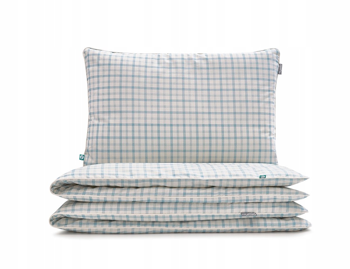 Blauw geruit katoenen dekbedovertrekset 200x200 cm met 2 kussenslopen