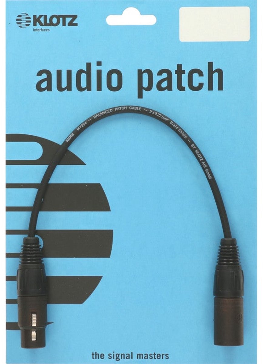 Klotz B-2 B2FM1N0030 audiokabel Neutrik XLR 3p male - XLR 3p female 0.3m
