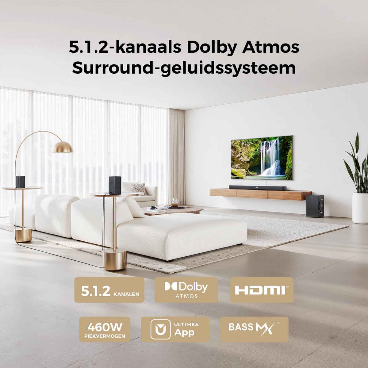 ULTIMEA 5.1.2-kanaals Dolby Atmos soundbar Zwart met - afbeelding 2
