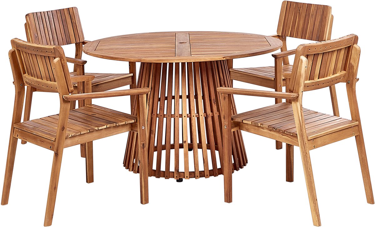 AGELLO - Tuinset voor 4 - Lichthout - Acaciahout