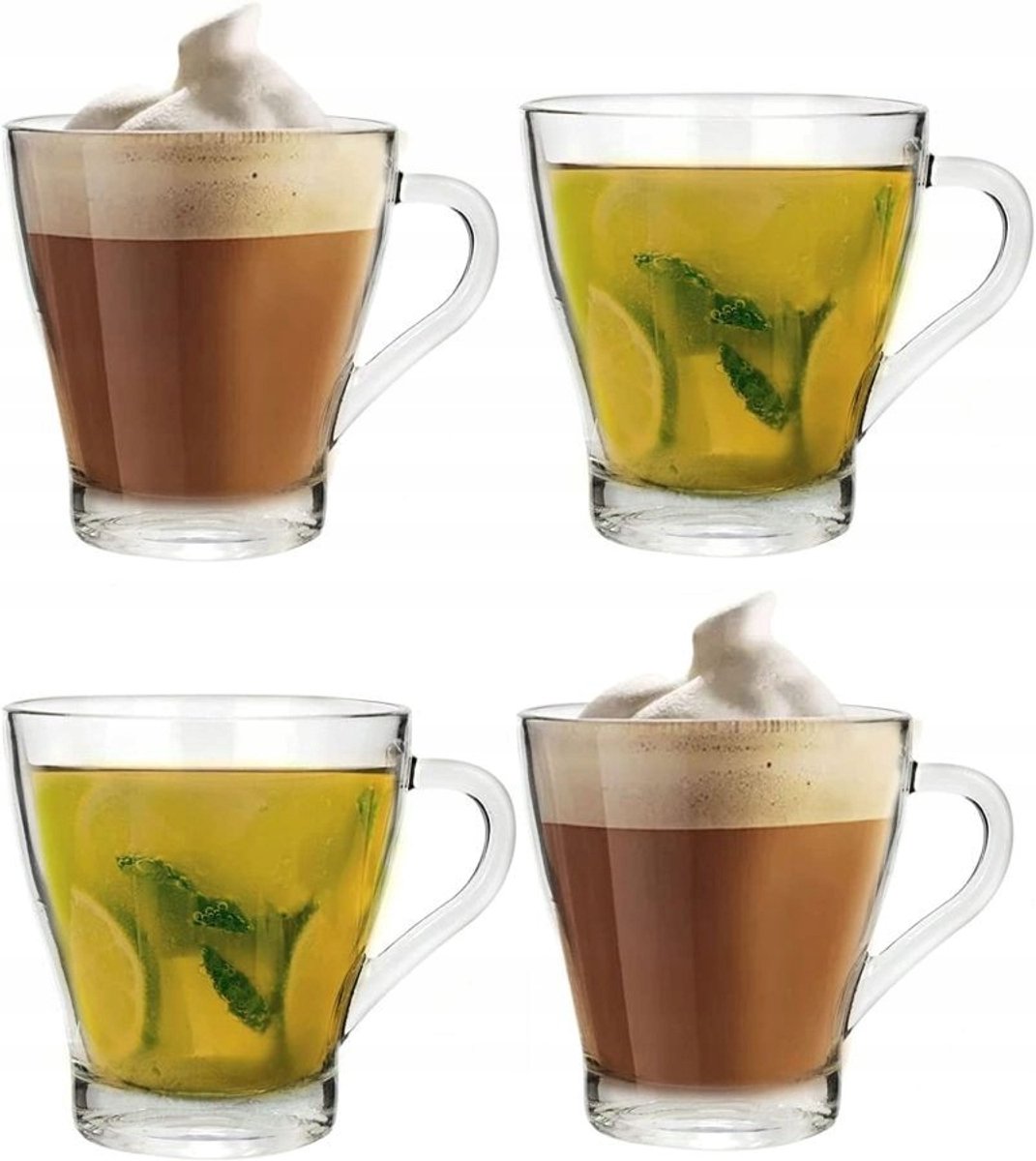 4x Glazen Mokken 280 ml Koffie, Thee & Dr. Dr