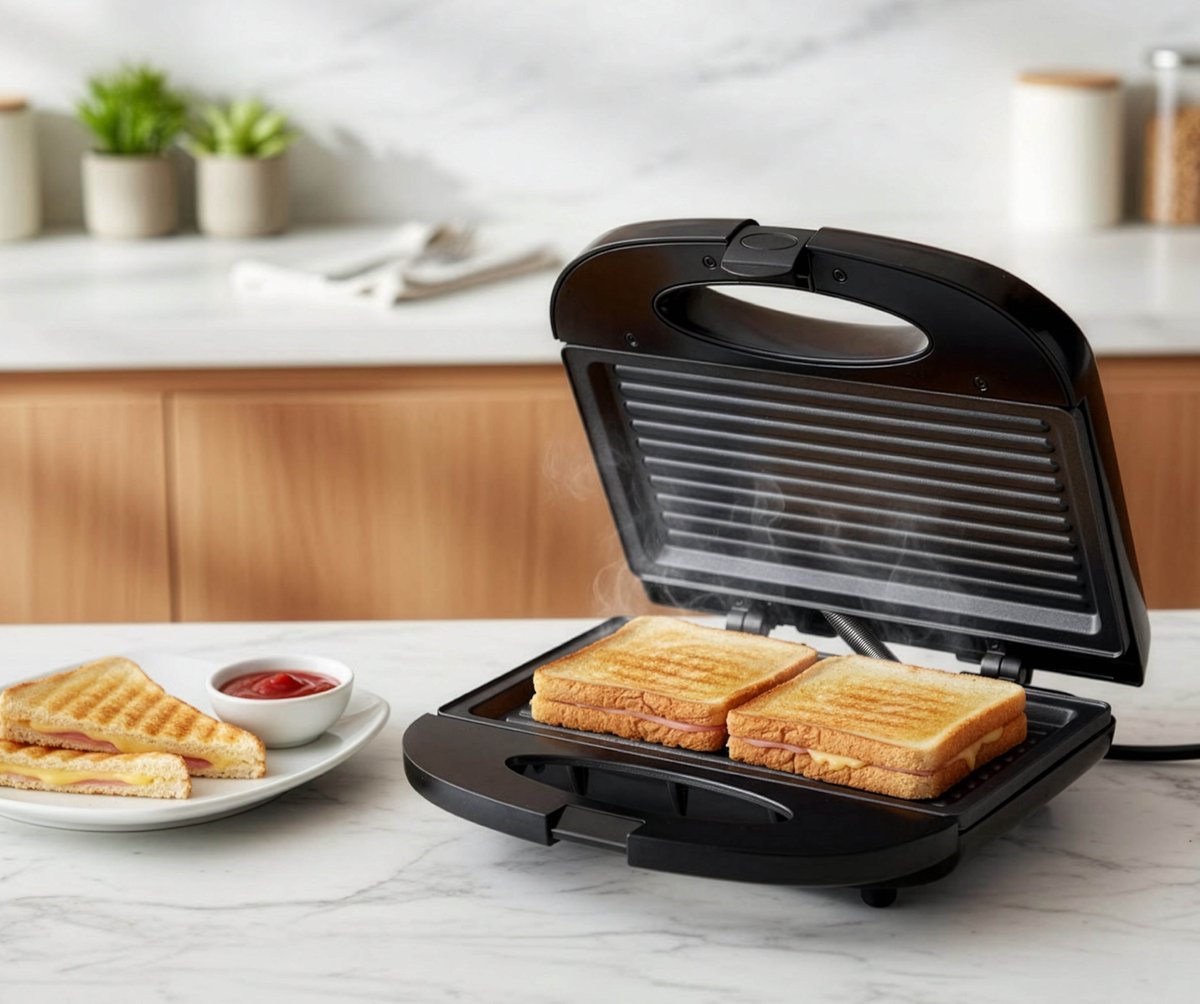 Tomado TGS2000B - Tosti ijzer - Grill apparaat - Tosti apparaat - PFAS vrij – Sandwich maker - 21,5 x 12 cm - 750 watt – Zwart — cadeau in Kookcadeaus - foto 2