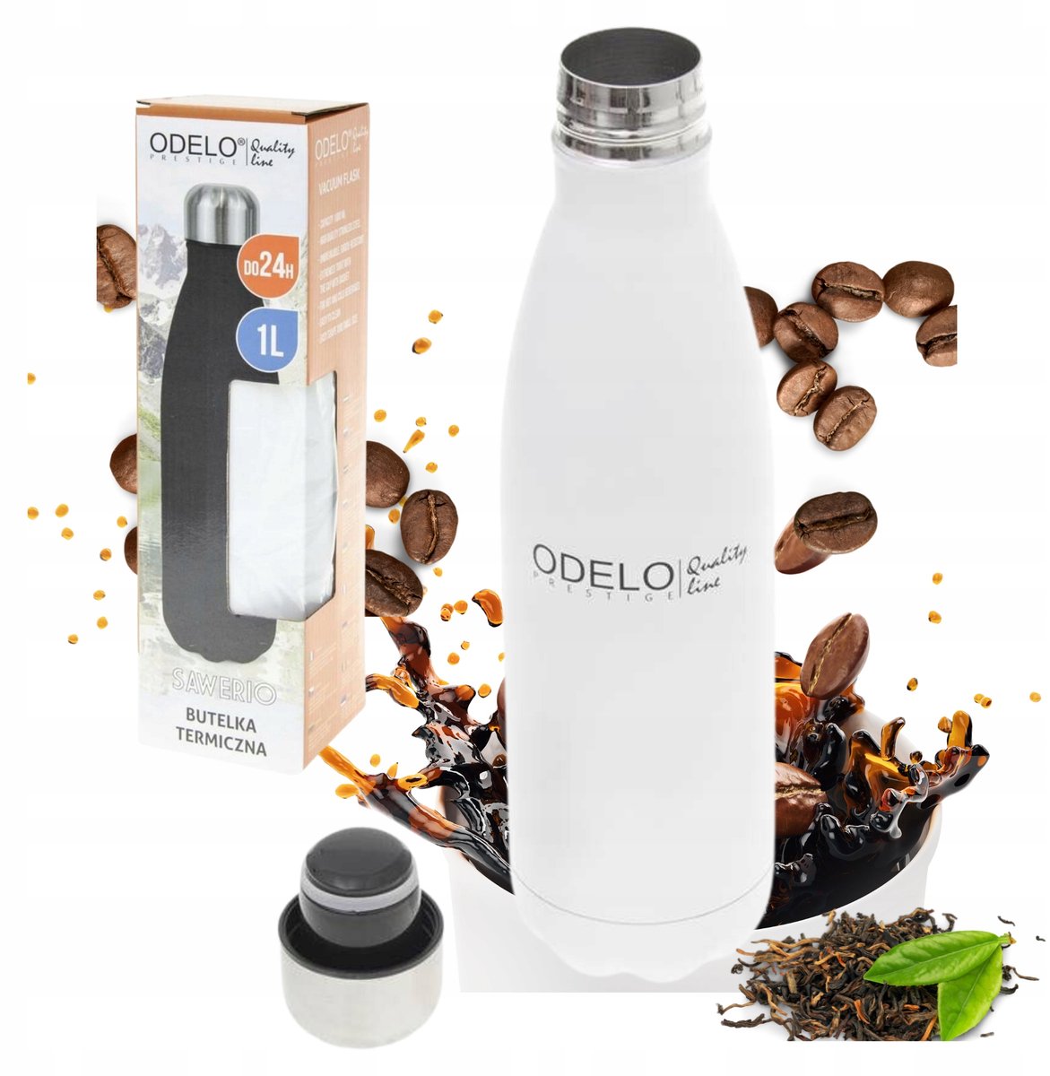 RVS Thermos Fles 1000ml - Wit - Houdt Dranken Warm & Koud