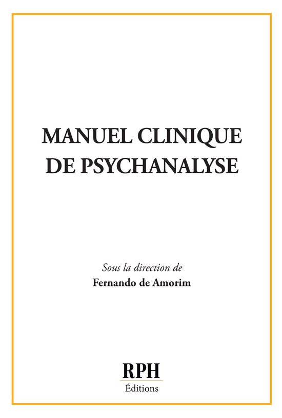 Manuel clinique de psychanalyse - cover