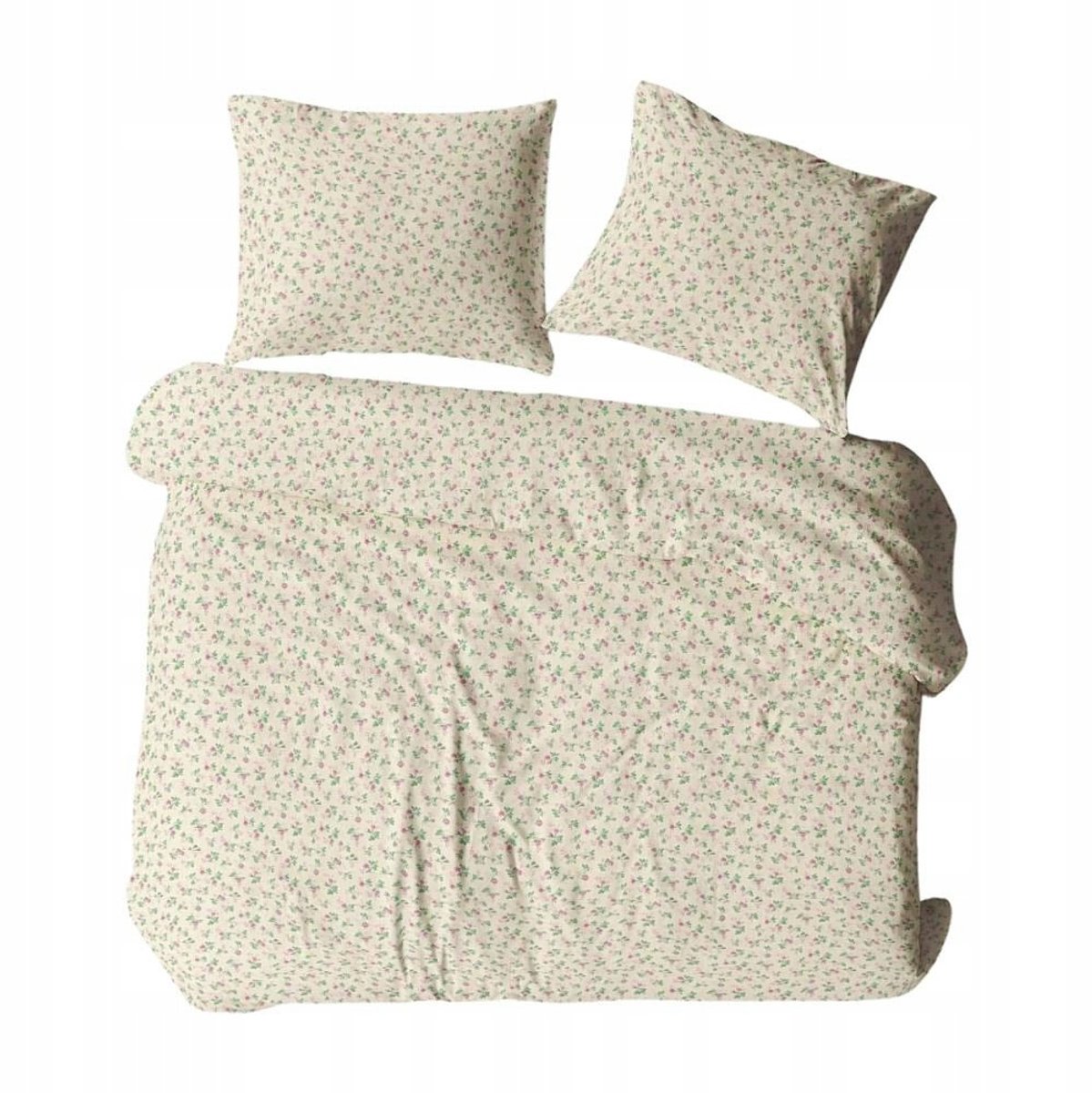 Kora Kussenhoes 40x40cm - Crème Groen Stippen - 100% Katoen