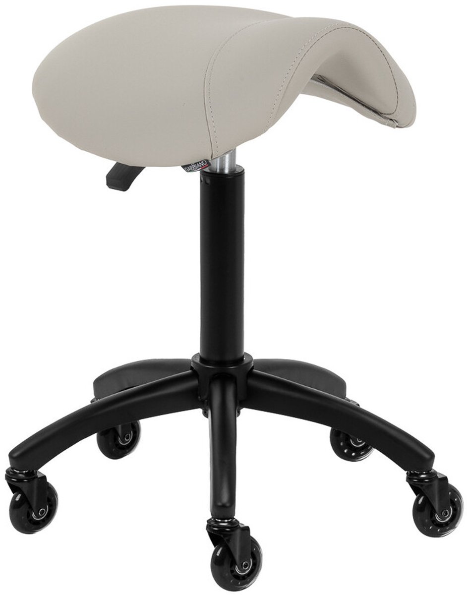 Gabbiano Kapperskruk Grijs/Beige – Ergonomische Zadelkruk met Gasveer – Professionele Salonstoel met Wielen