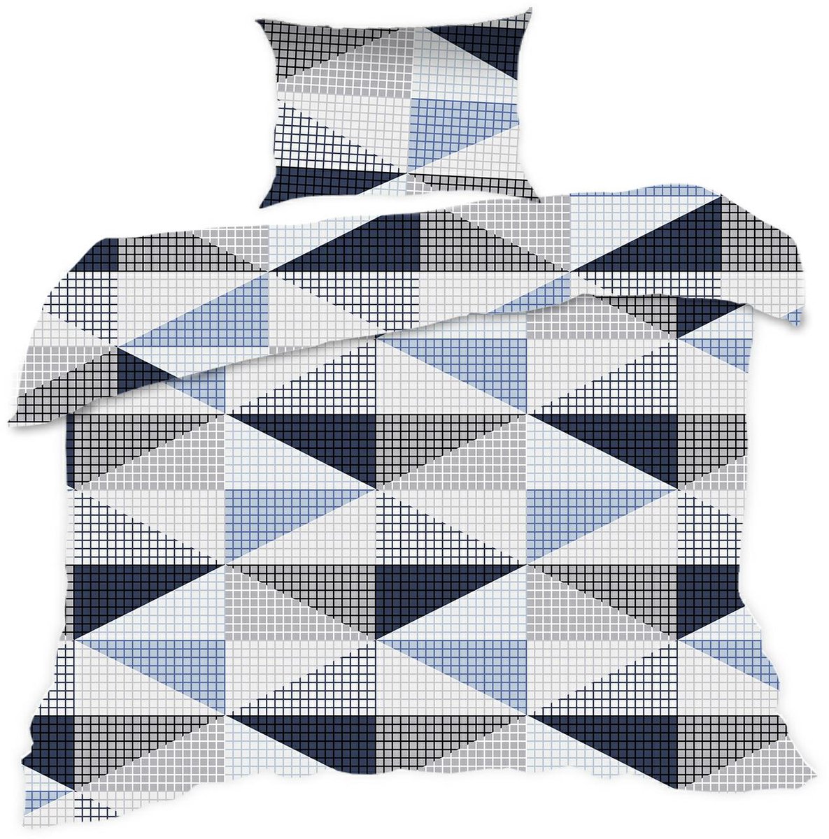 Dekoratief Katoenen Beddengoed 140x200cm - Geometrisch Blauw