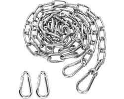 Waslijndraad - 300 Cm - Rvs - Rol Drooglijn - Droogrek Hangend - Drooglijn Voor Buiten - Met Twee Veerhaken - Was Lijn ø 3 Mm - Waslijn Extra Sterk - Stalen Ketting - Geschikt Voor Tenttouw, Waslijn, Gordijntouw, Douchegordijntouw - Zilver