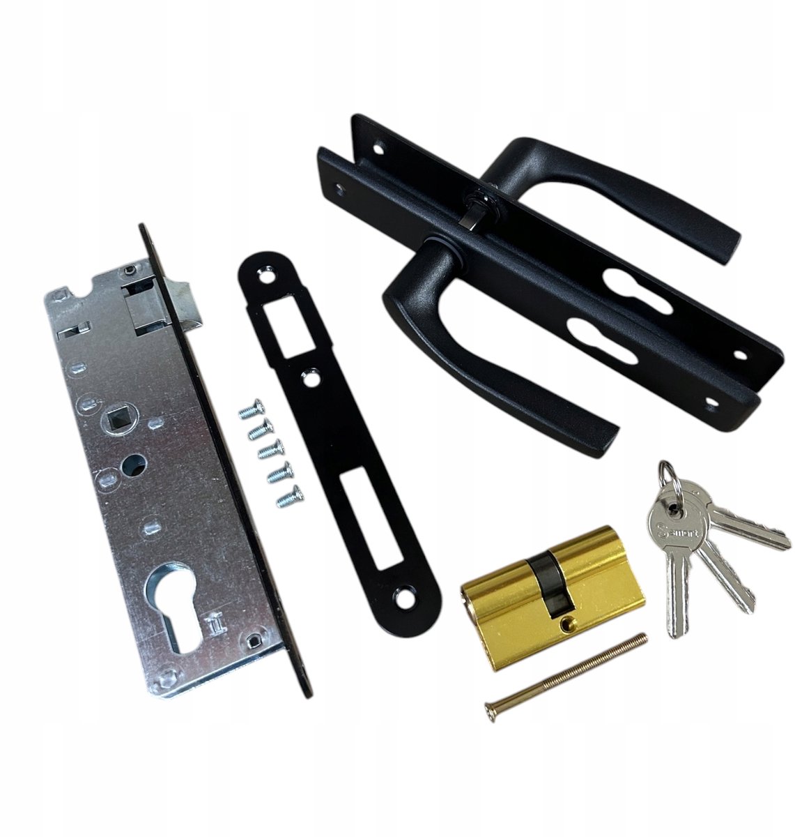 Deurbeslag Set: Zwarte Klink, 72mm Sleuf, 30/30 Cilinder - Rechts