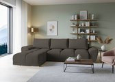 Canapé d'angle avec fonction couchage 289 x 189 cm – Luxe canapé en forme de L en velours avec espace de rangement, coussins confortables et lit extractible – Graphite – Medahomestore