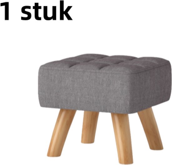 1 stuk - Linnen voetenbank - Houten poten - Moderne gestoffeerde voetenbank - Geschikt voor slaapkamer/woonkamer - Grijs