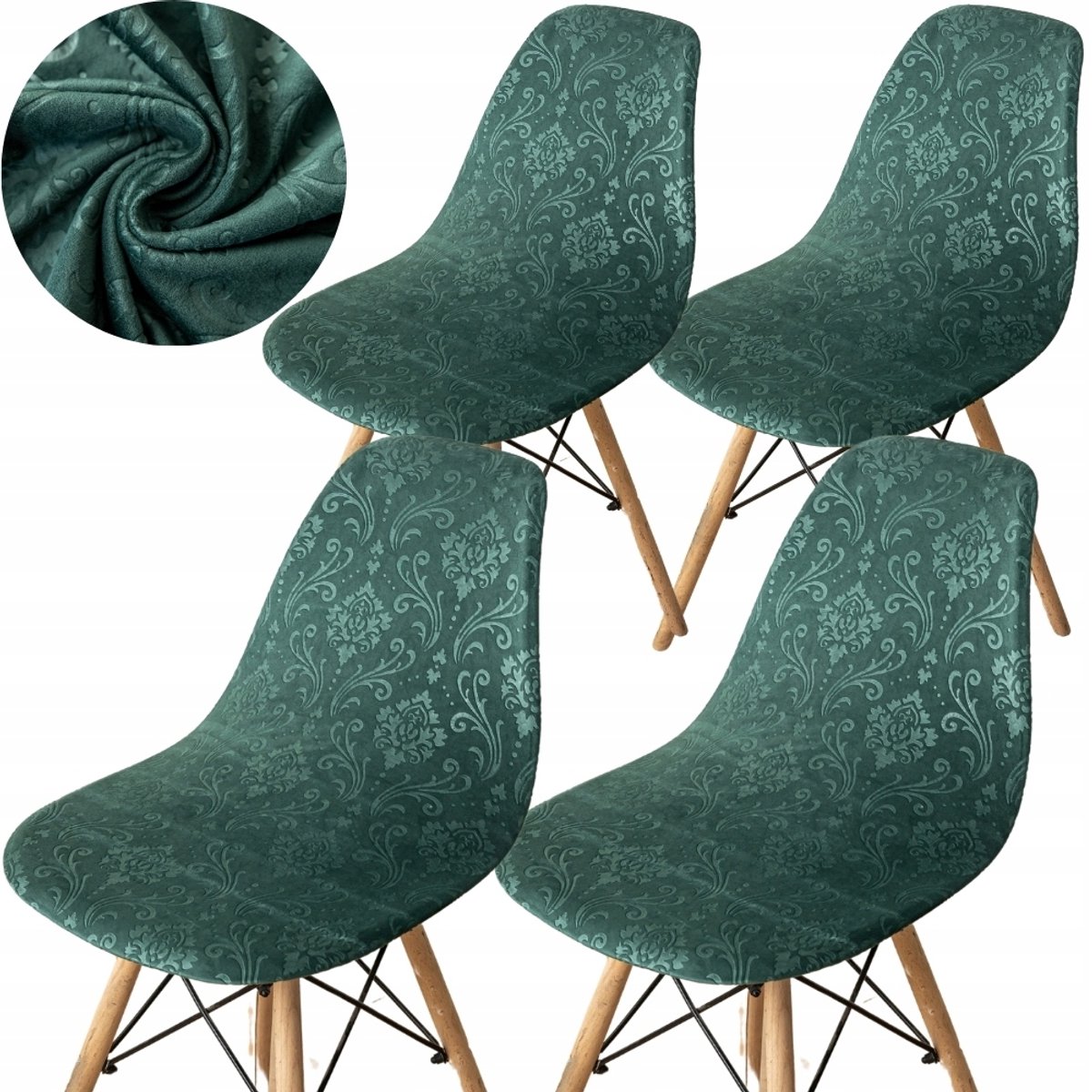 4x Stoelhoes Velours Scandinavisch Groen - OEKO-TEX