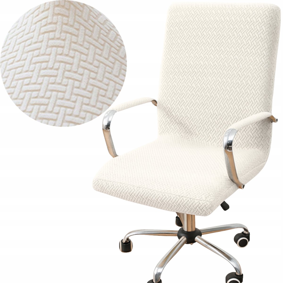 Stoelhoes Bureau Stoel Draaibaar Jacquard Visgraat L Crème Oeko-Tex
