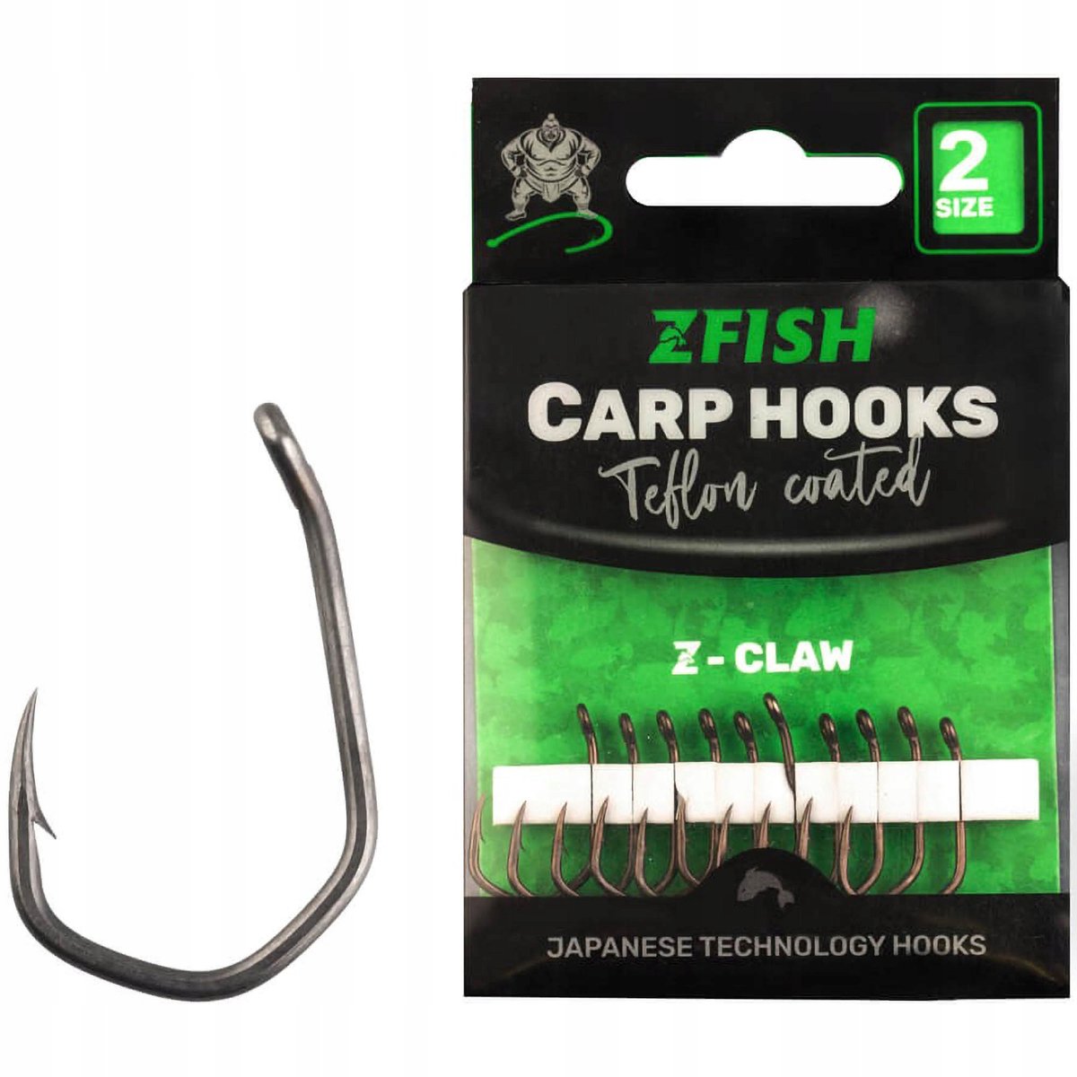 Zfish Z-Claw Karperhaken Teflon Maat 6 - Scherpe, Betrouwbare Haken