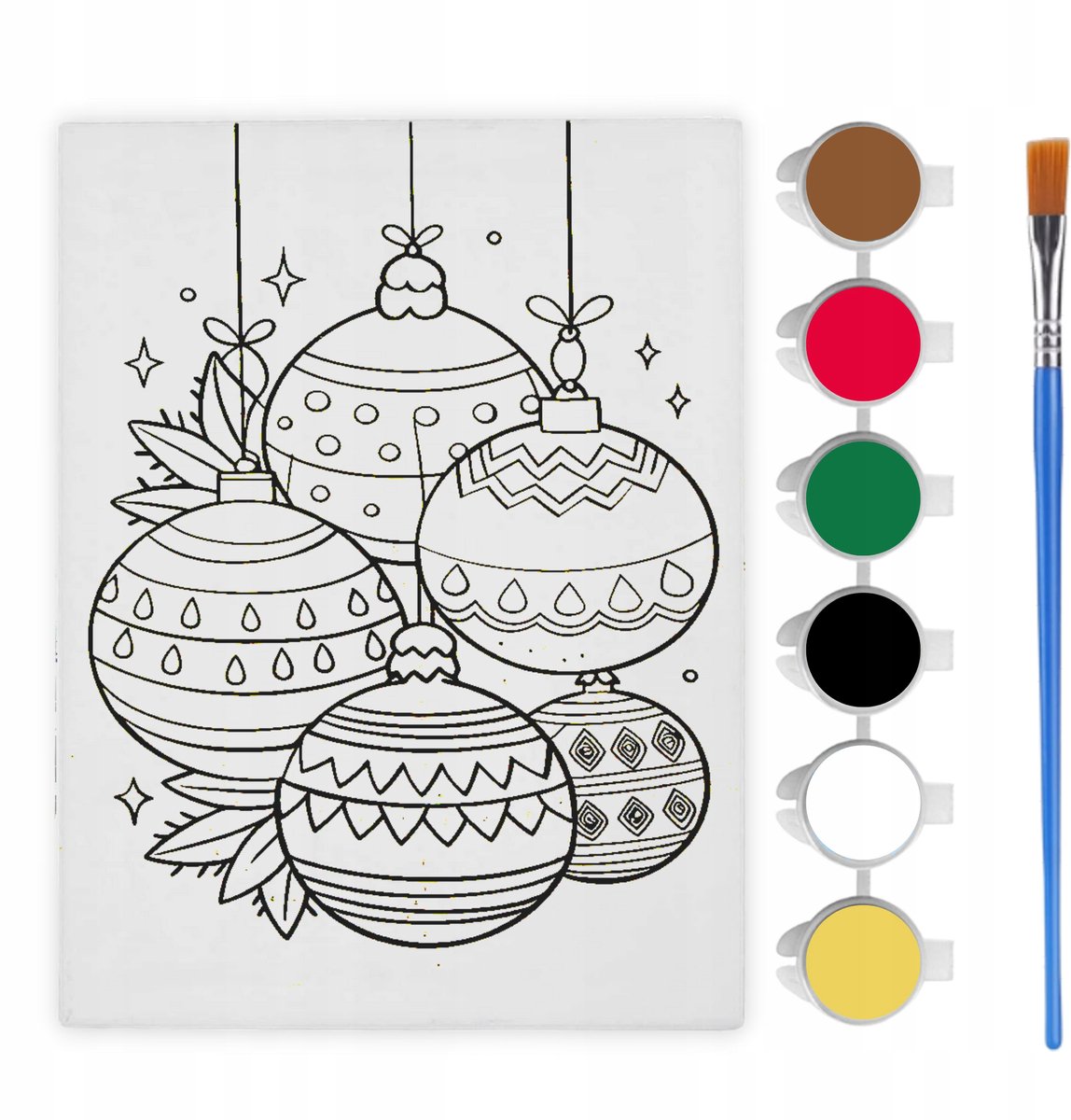 Kerstbordenset: Kerstballenborden met acrylvernis & penseel
