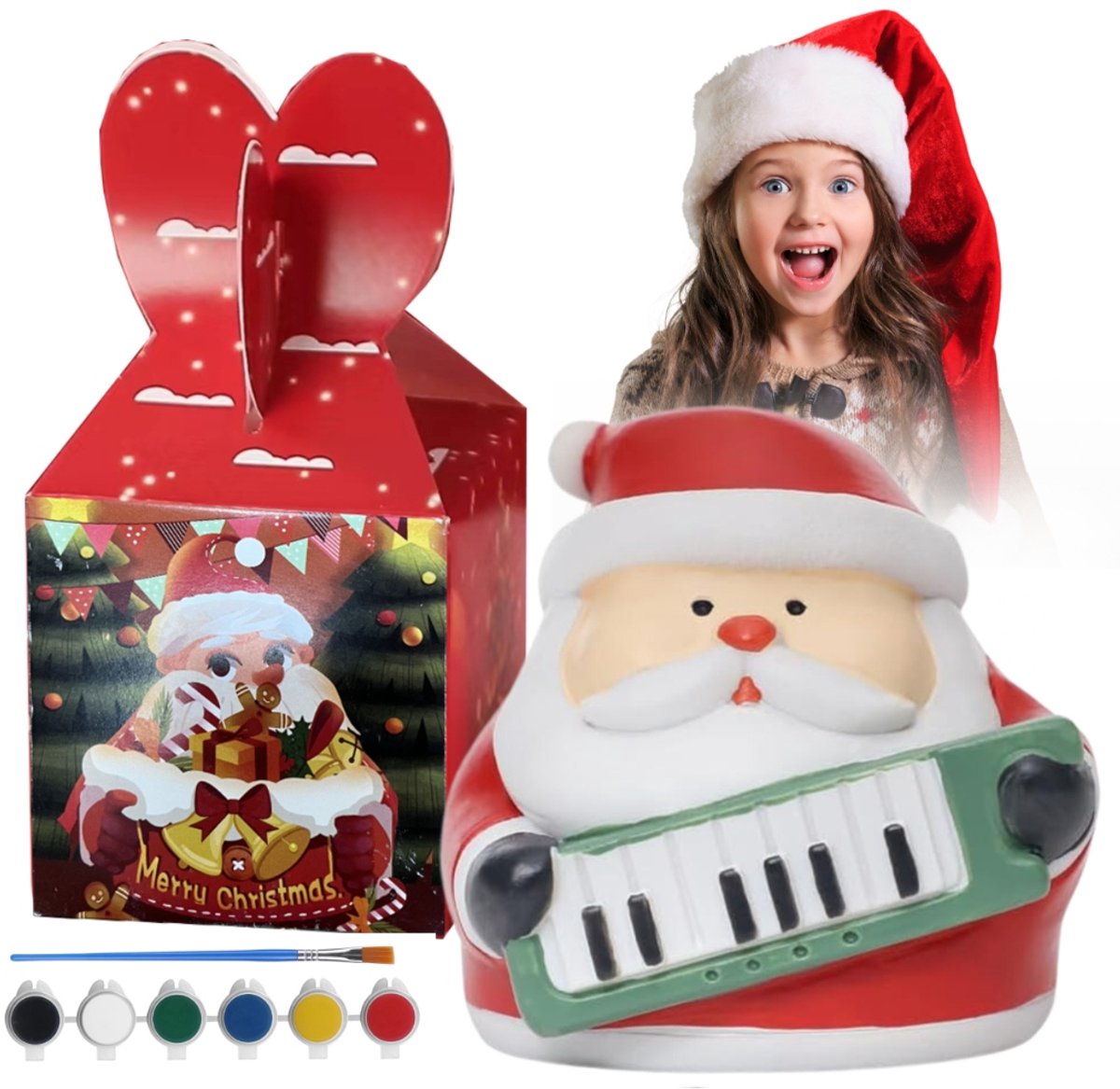 Kerst Knutselset: Keramiek Schilderen met Kerstman Figuur
