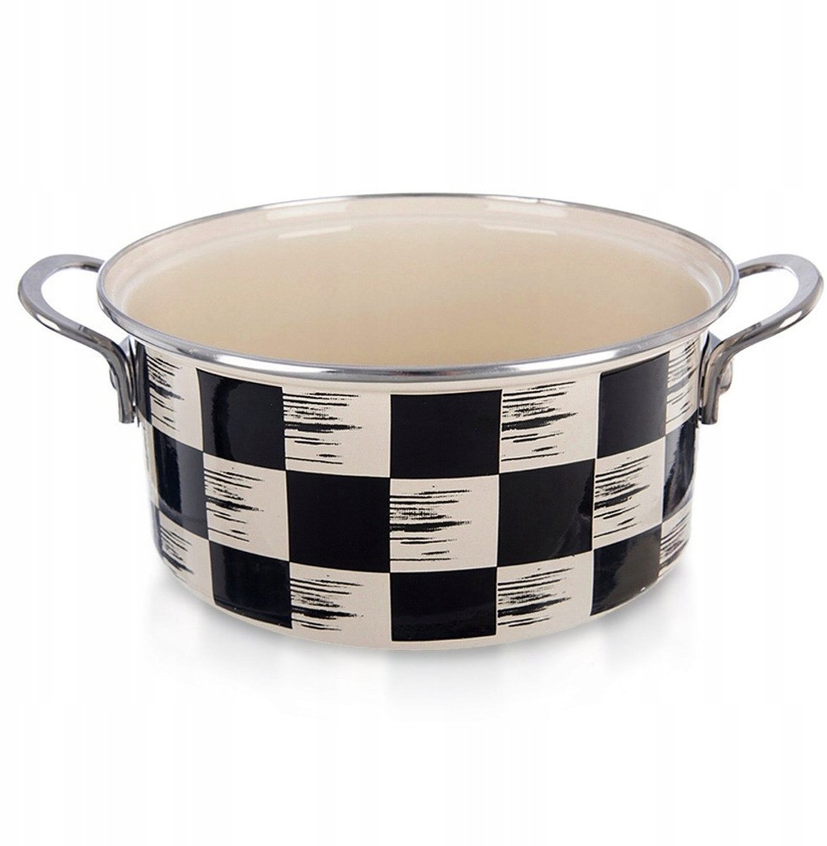 Emaljeren Pan "Schaakbord" 22cm, 3L - Geschikt voor Alle Fornuizen