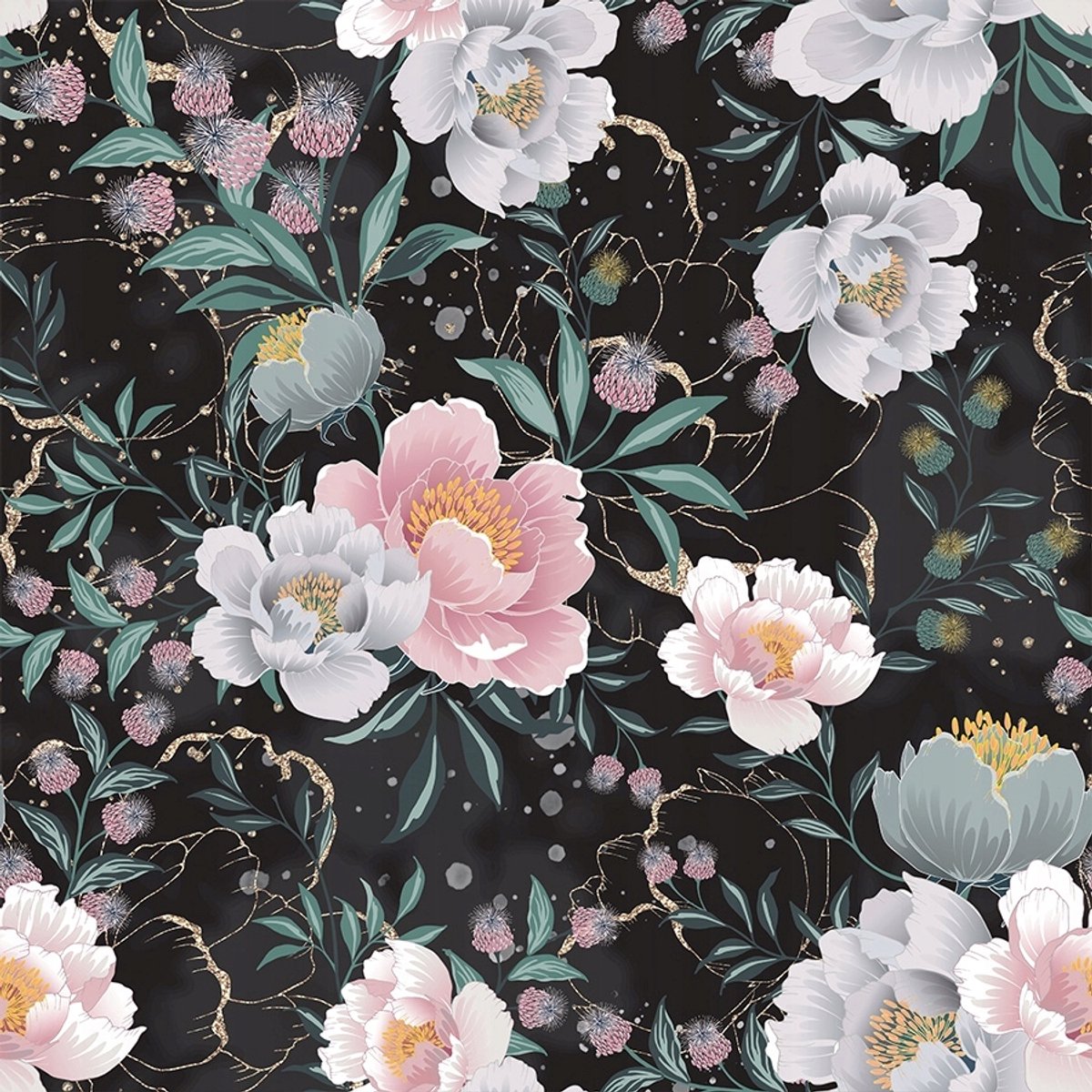 Decoratieve Kussenhoes Zwart met Roze Bloemen 40x40 cm met Rits