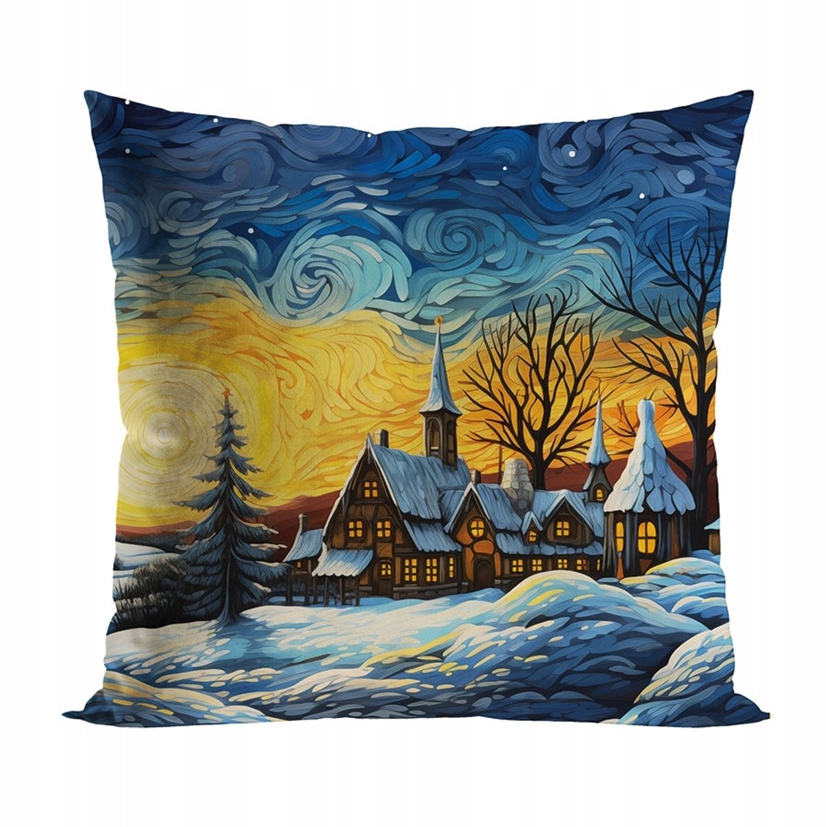Merkloze Kerst Sierkussenhoes 40x40 cm - Winterdorp thema