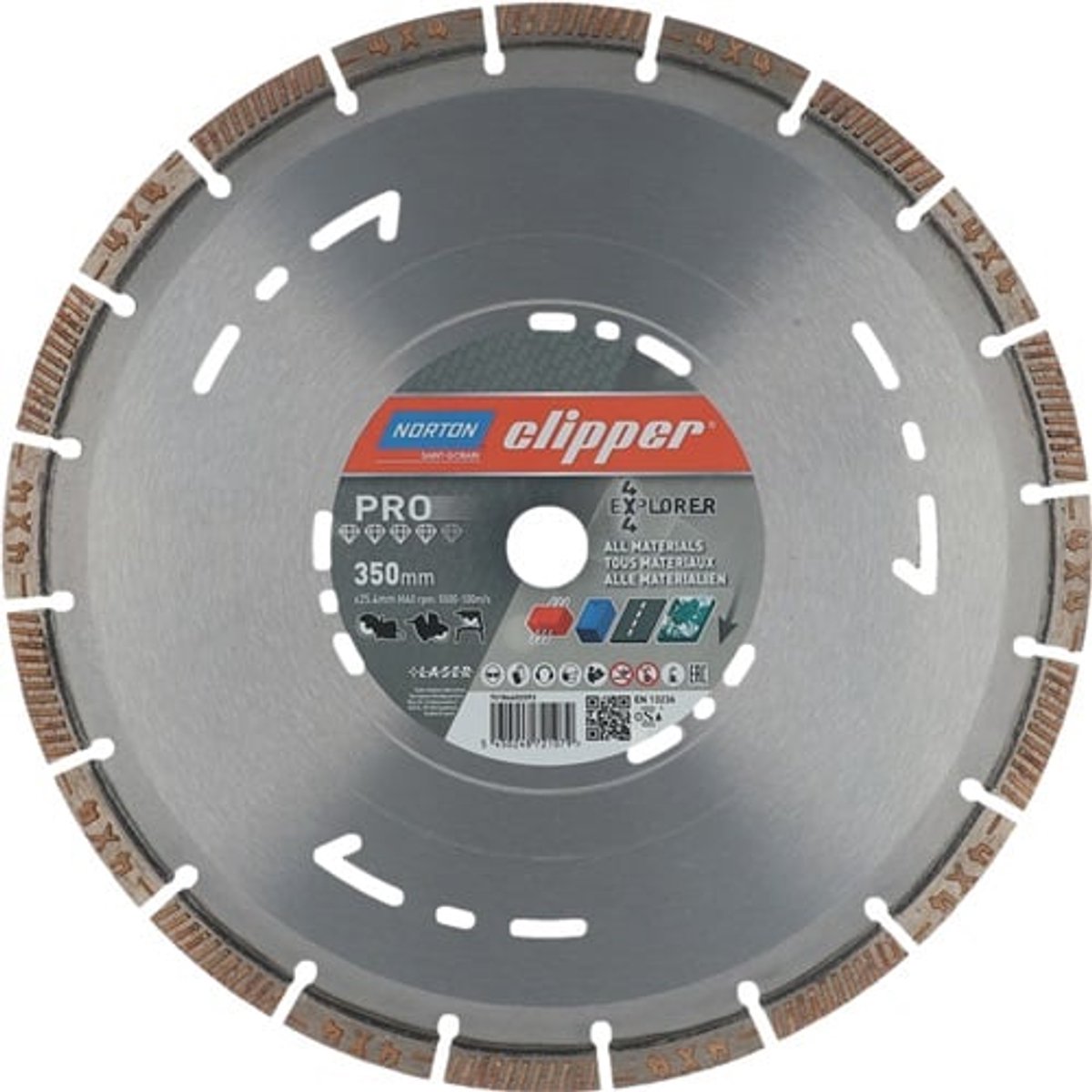 NORTON CLIPPER Diamantdoorslijpschijf 4x4 Explorer D.350mm Boring...