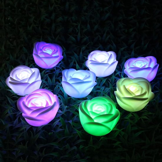 6 Stks LED Rose Kaarslicht Vlamloos, Kleurrijke Flikkerende Heldere Theelichtjes Werkt op Batterijen, Gaat 3X Langer, Nep Kaarsen Theelichtjes voor Bars Cafe Bruiloften